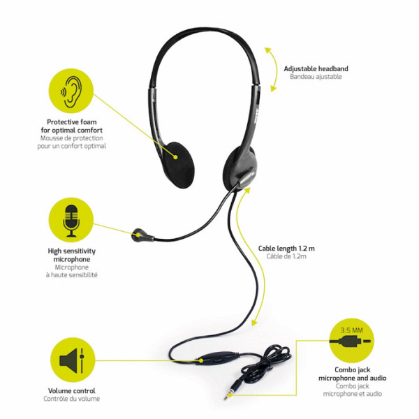 Stereo slušalke z mikrofonom PORT, 3,5 mm jack