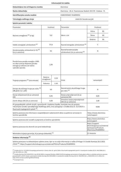 Sušilni stroj Electrolux EW8D595MCE, inverter, 9kg