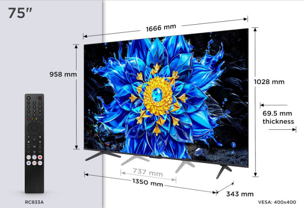 TCL 75 Premium QD-Mini LED TV 75P8L