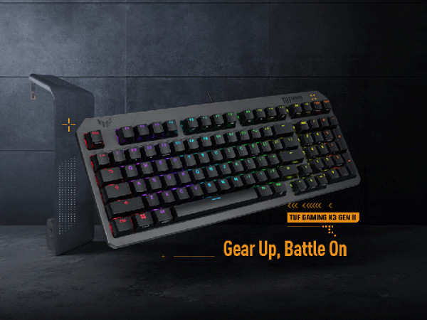 Tipkovnica ASUS TUF Gaming K3 Gen II, Red Linear Optical, RGB, USB, US SLO g.