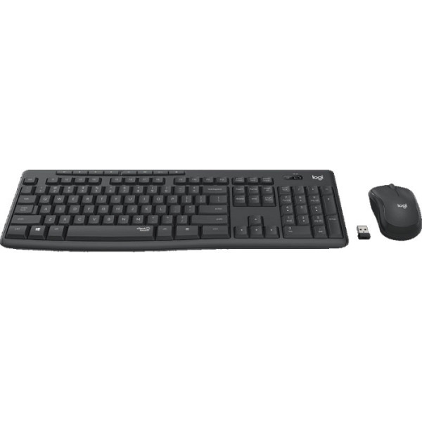 Tipkovnica in miška Logitech MK295 Silent Wireless Combo, grafitna barva, SLO