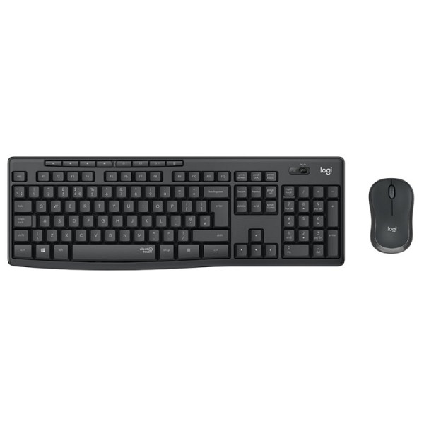 Tipkovnica in miška Logitech MK295 Silent Wireless Combo, grafitna barva, SLO