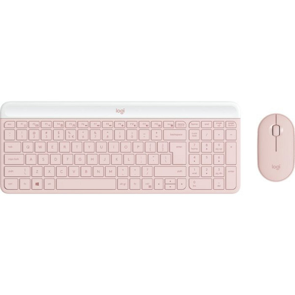 Tipkovnica in miška Logitech Slim Wireless Combo MK470, roza, SLO g.