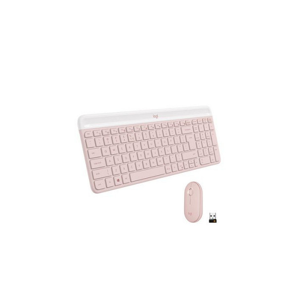Tipkovnica in miška Logitech Slim Wireless Combo MK470, roza, SLO g.