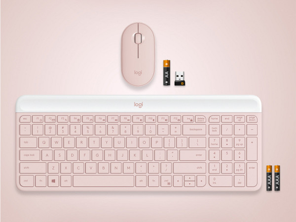 Tipkovnica in miška Logitech Slim Wireless Combo MK470, roza, SLO g.