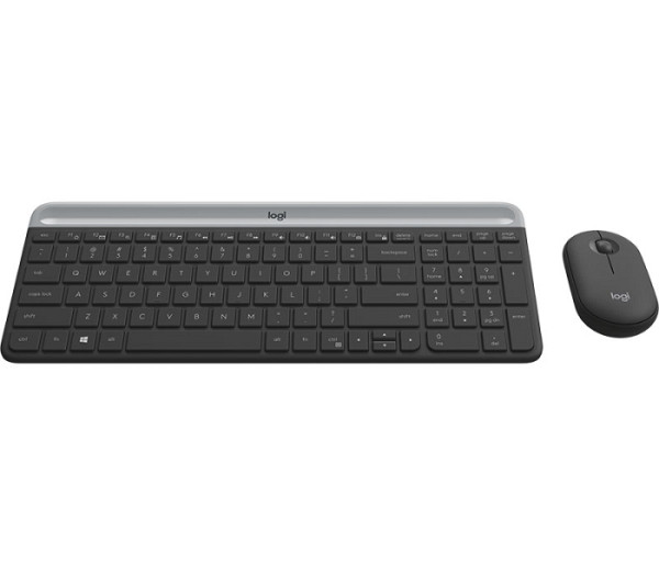 LOGITECH MK470 Slim Combo brezžična grafitna tipkovnica + miška