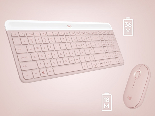 Tipkovnica in miška Logitech Slim Wireless Combo MK470, roza, SLO g.
