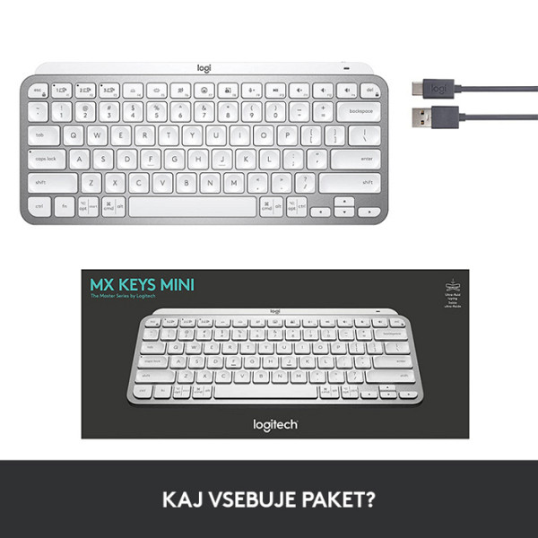 LOGITECH MX Keys Mini Bluetooth Illuminated Keyboard - PALE GREY - SLO-g