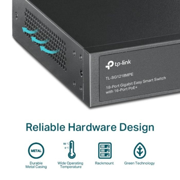 TP-LINK JetStream TL-SG1218MPE 18-port 16x Gigabit PoE+ RJ45 2x Gigabit SFP Easy Smart mrežno stikalo switch