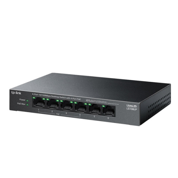 TP-LINK LiteWave LS106LP 6-port 10/100Mbps (4x PoE) RJ45 mrežno stikalo switch