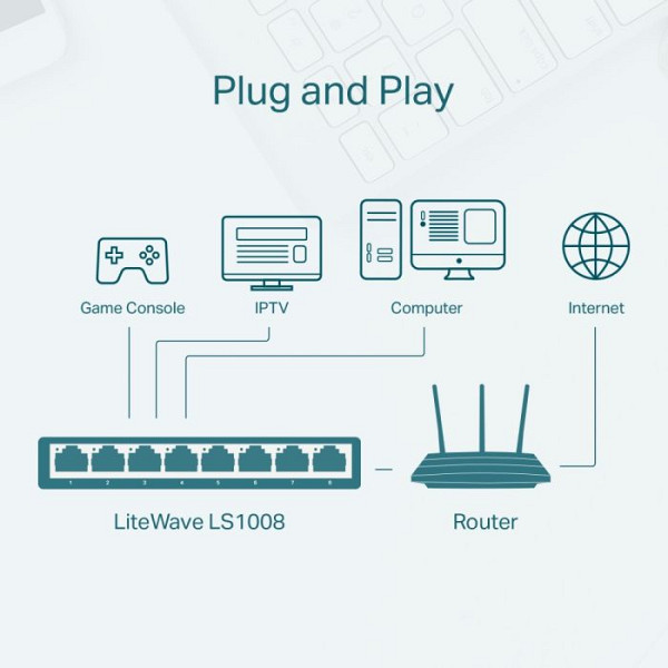 TP-LINK LiteWave SF1008 8-port 10/100Mbps RJ45 mrežno stikalo switch