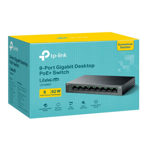 TP-LINK LS108GP 8-port Gigabit PoE+ RJ45 Unmanaged mrežno stikalo switch