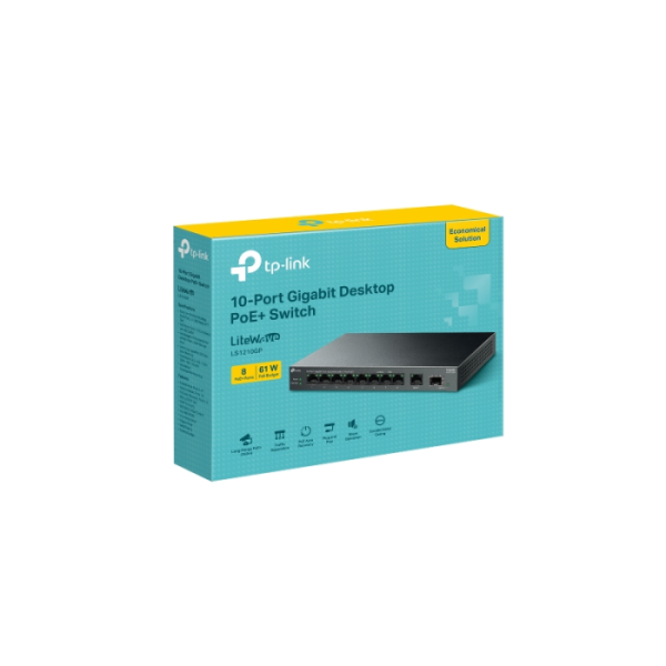 TP-LINK LS1210GP 10-port 9x Gigabit PoE+ RJ45 1xGigabit SFP Unmanaged mrežno stikalo switch