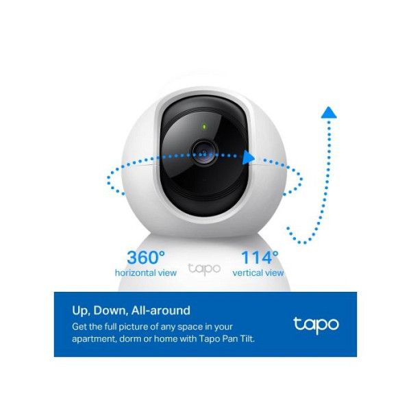 TP-LINK Tapo C210P2 3MP 2K 360° dnevno/nočna Pan/Tilt WiFi bela notranja nadzorna kamera 2 kom