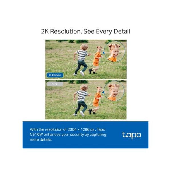 TP-LINK Tapo C510W 3MP 2K IP65 360° WiFi bela zunanja nadzorna kamera