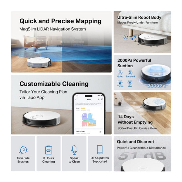 TP-LINK Tapo RV20 2700Pa LiDAR robotski sesalnik