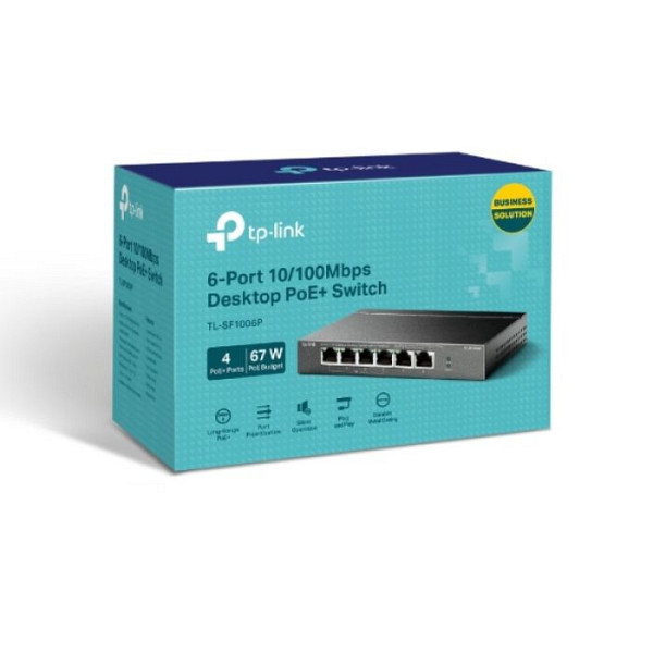 TP-LINK TL-SF1006P 6-port 10/100Mbps (4x PoE+) RJ45 Smart mrežno stikalo switch