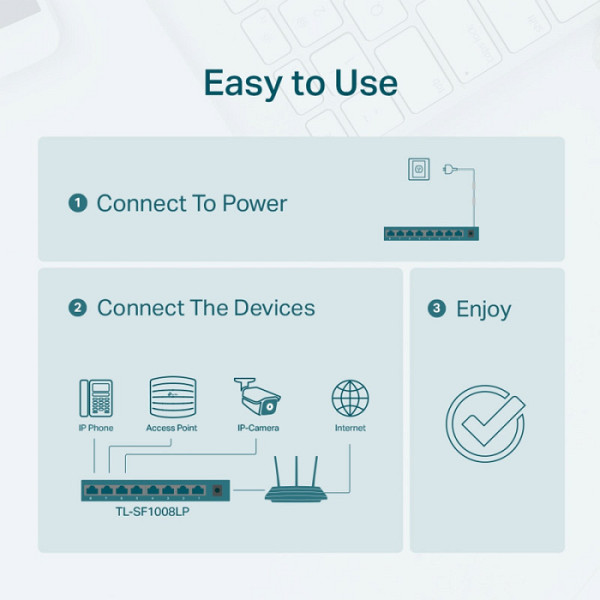 TP-LINK TL-SF1008LP 8-Port 10/100Mbps (4x PoE) RJ45 mrežno stikalo switch