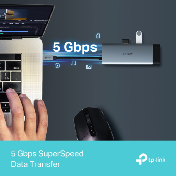 TP-LINK UH6120C 6-v-1 USB-C HUB priklopna postaja z 4K HDMI, Gigabit Ethernet in 100 W Power Delivery