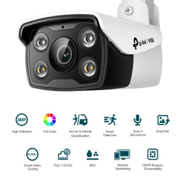 TP-LINK VIGI C330 2.8mm dnevna/nočna 3MP LAN QHD bela zunanja nadzorna kamera