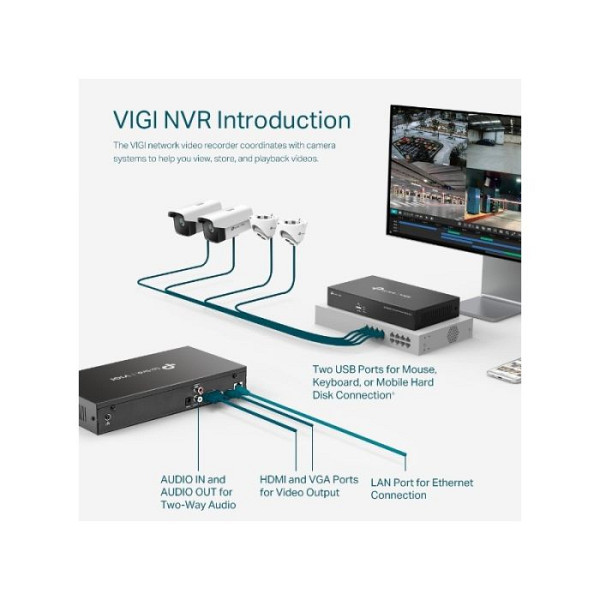 TP-LINK VIGI NVR1008H 8 kanalni PoE+ 2xUSB 2.0 HDMI/VGA/LAN Mini PC, video snemalnik