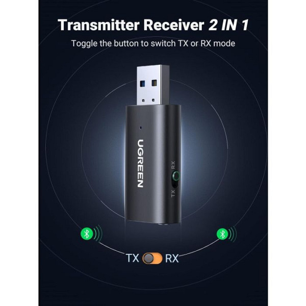 UGREEN bluetooth 5.1 brezžični oddajnik/sprejemnik 2v1 za TV, Domači avdio sprejemnik, Avtoradio,...