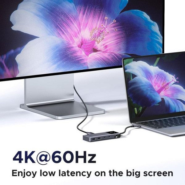 Ugreen Uno 6v1 USB-C hub z 10Gbps USB-C in USB-A ter 4K@60Hz HDMI izhodi