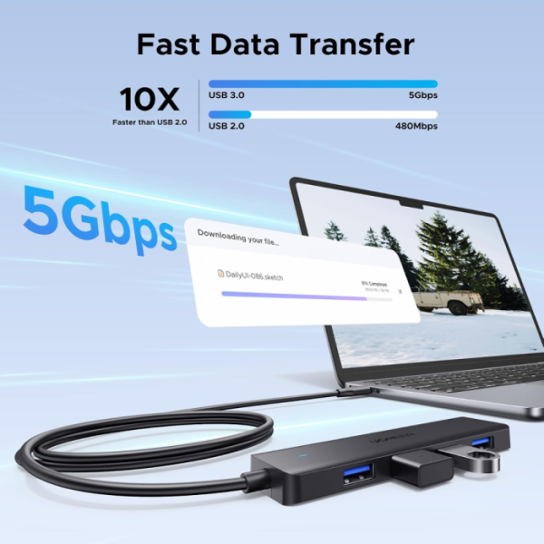 Ugreen USB-C Hub s 4x USB-A priključki, 1M