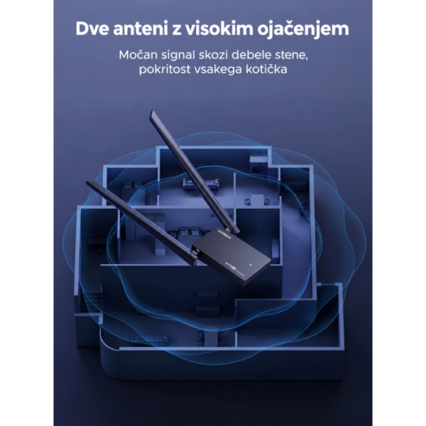 Ugreen USB Wi-Fi adapter AXE5400 Wi-Fi 6E za računalnik
