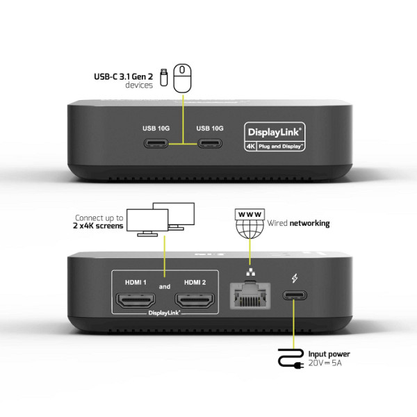 Univerzalna polnilna postaja PORT USB-C 2x4K