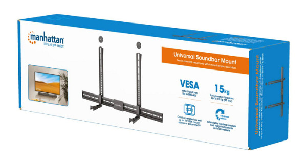 Univerzalni nosilec za sound bar MANHATTAN, 15kg, črne barve