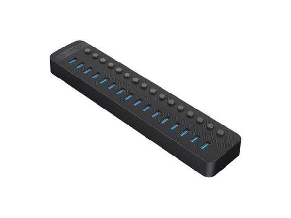 USB hub s 16 vhodi, USB 3.0, s stikali, zunanje napajanje, črn, ORICO CT2U3-16AB