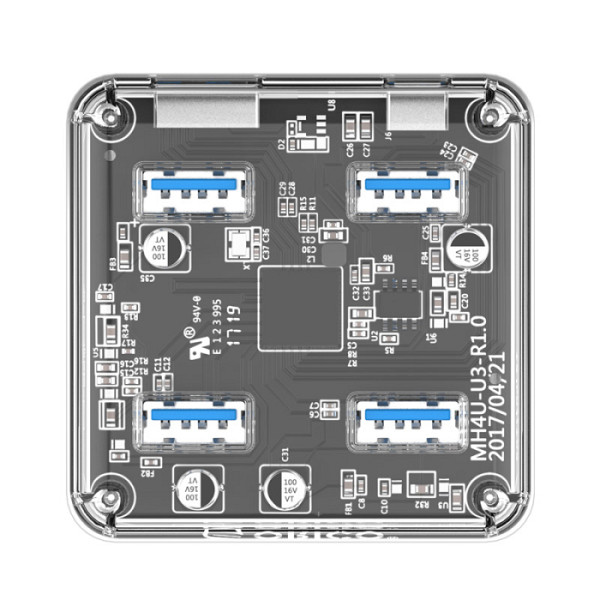 USB hub s 4 vhodi, USB 3.0, prozoren, ORICO MH4U