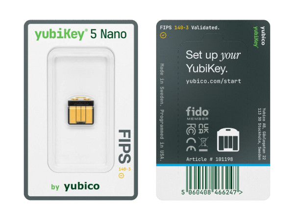 Varnostni ključ Yubico YubiKey 5 Nano FIPS (140-3), USB-A