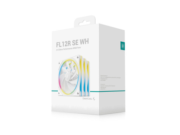Ventilator za ohišje DeepCool FL12R SE WH 3-IN-1, ARGB, PWM, 120mm, 3 Pack, bel