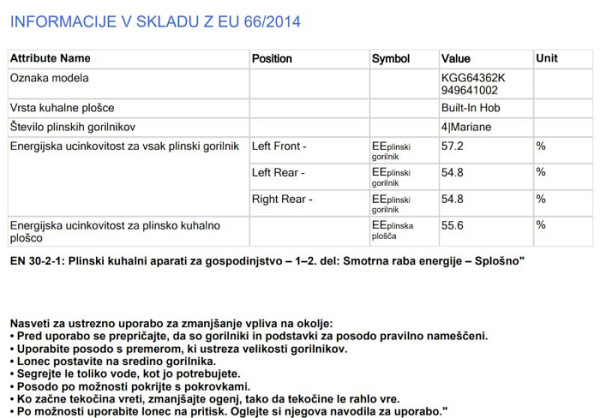 Vgr. kuhalna plošča Electrolux KGG64362K, 4 x plin na steklu