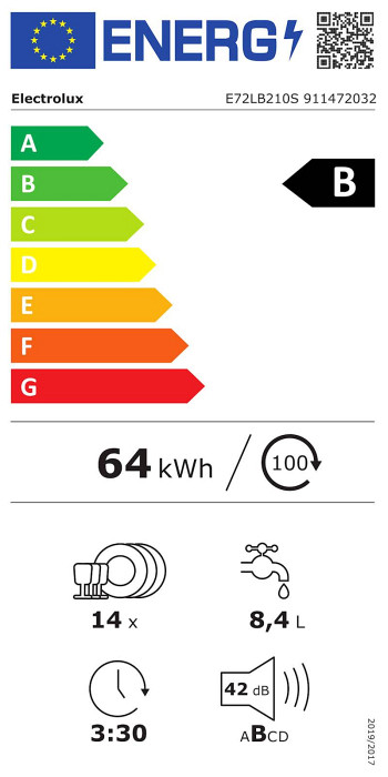 Vgr. pomivalni stroj Electrolux E72LB210S, 42 db, 60 cm