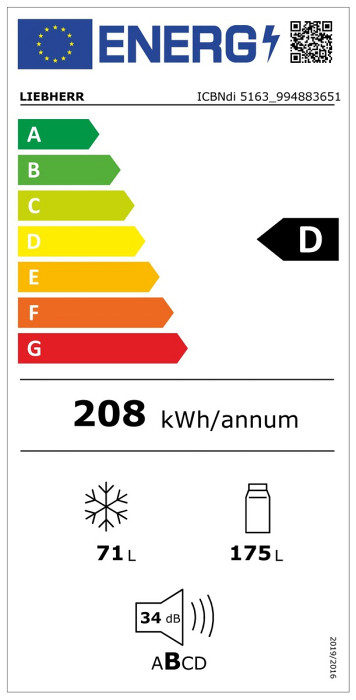 Vgradna kombinacija hladilnika in zamrzovalnika z BioFresh in NoFrost