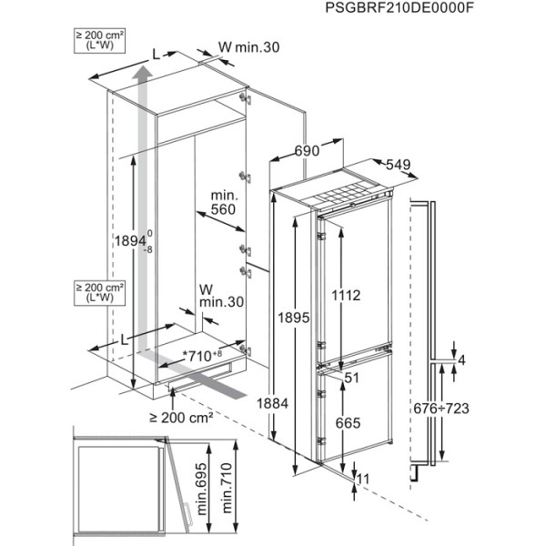 Vgradni kom. hladilnik Electrolux ENG7TE75S, 70 cm