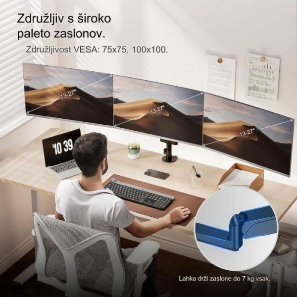 VonHaus trojni namizni nosilec do diagonale 27 plinska vzmet