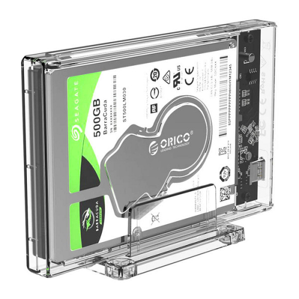 Zunanje ohišje za HDD/SSD 2,5'', USB-C 3.0 UASP to SATA3, prozorno, ORICO 2159C3