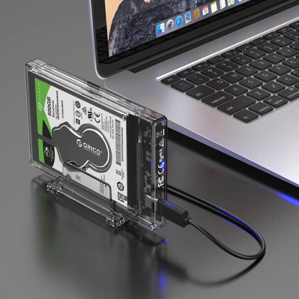 Zunanje ohišje za HDD/SSD 2,5'', USB-C 3.0 UASP to SATA3, prozorno, ORICO 2159C3